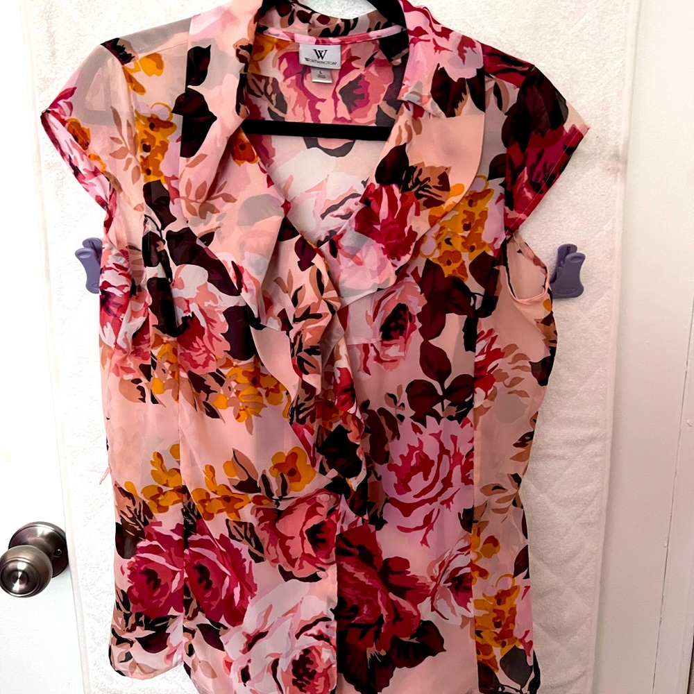 Sheer Button-down Blouse